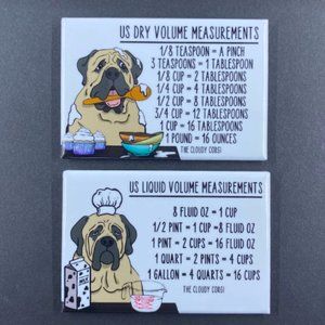 English Mastiff Dog Measuring Chart Magnet Set Kitchen Cooking Baking Guide